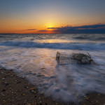 Sandy Hook Crab Cage Washed Up, jersey shore, sun, set, sun burst, amazing, colorful, fine art, beautiful, best new jersey photographer, photography