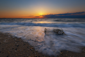 Sandy Hook Crab Cage Washed Up, jersey shore, sun, set, sun burst, amazing, colorful, fine art, beautiful, best new jersey photographer, photography